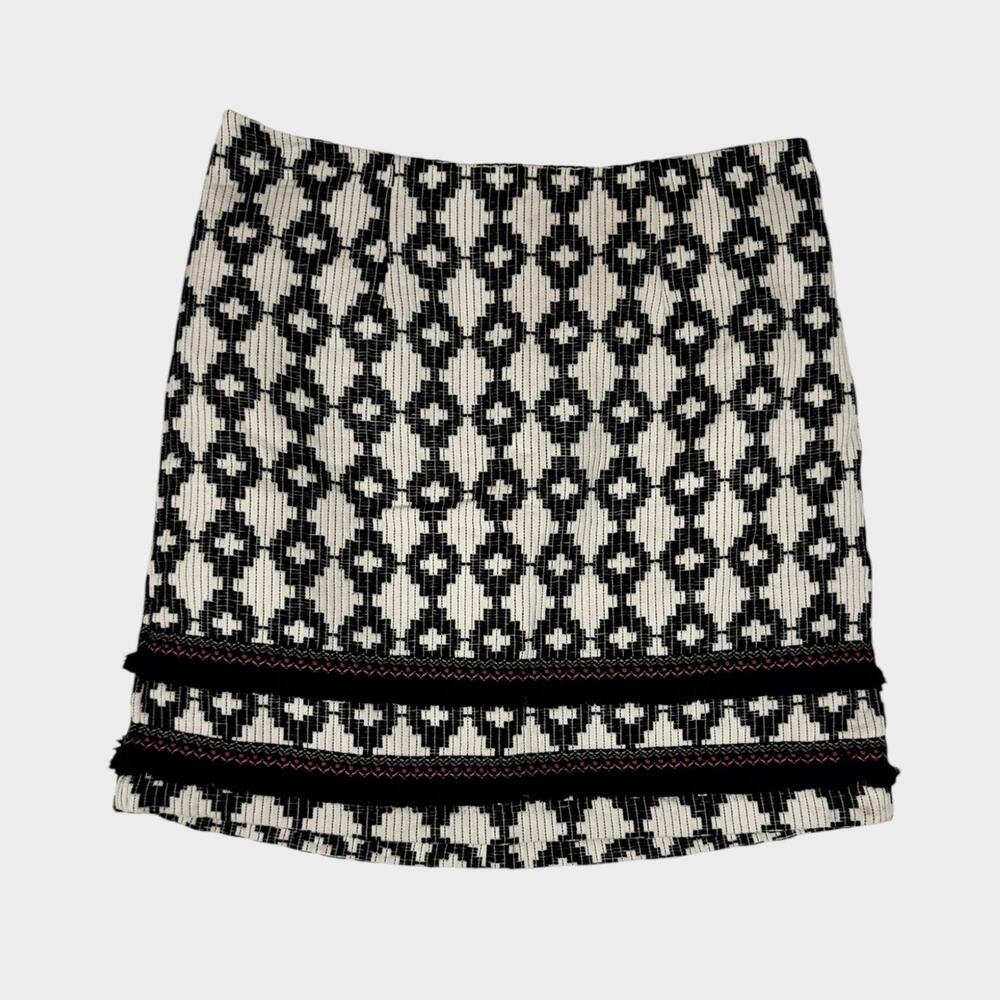 Merona Womens 10 Pencil Skirt Cotton Lined Pencil Skirt Black White Pattern